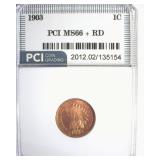 1903 Cent MS66+ RD LISTS $2600