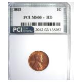 1953 Cent MS66+ RD LISTS $325
