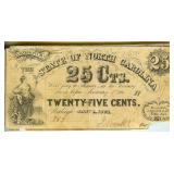 1863 25 Cent Note North Carolina