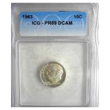 1963 Dime ICG PR69 DCAM LISTS $150