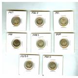 1920-1941 10C 8 Pc Mercury Dime Lot