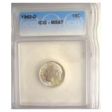 1962-D Dime ICG MS67