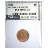 1890 Farthing PCI MS65 RB Great Britain Arlington