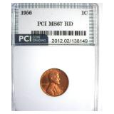 1956 Cent MS67 RD LISTS $950