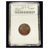 1877-A Germany 2PF ANACS MS64 RB