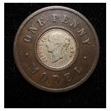 Circa 1860 Silver Center Model Penny AU+