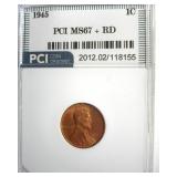 1945 Cent MS67+ RD LISTS $6250
