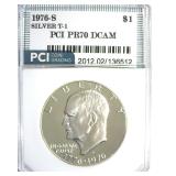 1976-S Silver T1 Ike PR70 DCAM LISTS $950