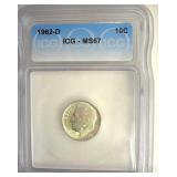 1962-D Dime ICG MS67