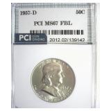1957-D Franklin MS67 FBL LISTS $2600