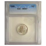 1959 Dime ICG MS67 LISTS $135