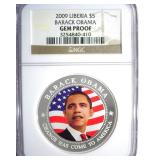 2009 $5 NGC Gem Proof Liberia Barack Obama