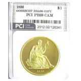 1836 Dollar PCI PR69 CAM Gobrecht Brass Copy