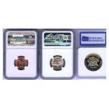 1943-P 1980-S 2009 1C 5C 50C NGC IGS MS65 PR70
