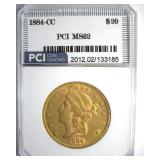 1884-CC Gold $20 MS62 LISTS $16500