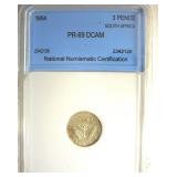 1954 3 Pence NNC PR69 DCAM South Africa
