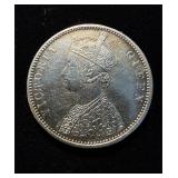 1876 India British 1 Rupee Silver AU