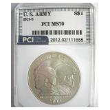 2011-S 50c US Army PCI MS70 U.S. ARMY