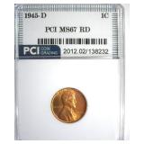 1945-D Cent MS67 RD LISTS $140