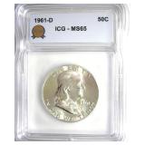 1961-D Franklin ICG MS65