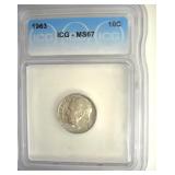 1963 Dime ICG MS67 LISTS $125