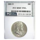 1962-D Franklin MS67 FBL LISTS $8500 IN 66+FBL