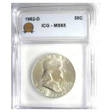 1962-D Franklin ICG MS65