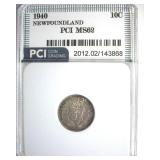 1940 10 Cents PCI MS62 Newfoundland