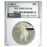 1992-P S$1 Columbus PR70 DCAM LISTS $150
