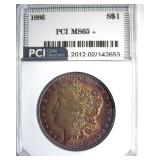 1886 Morgan PCI MS65+ Golden Purple