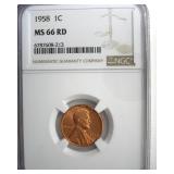 1958 Cent NGC MS66 RD
