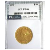 1886 Gold $10 PR64 Only 16-20 Known Lists $55000