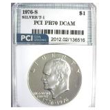 1976-S Silver T1 Ike PR70 DCAM LISTS $950