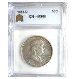 1958-D Franklin ICG MS66 LISTS $110