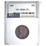 1837 Quarter MS64 PL Lists $7850 In 64