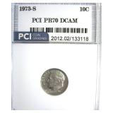 1973-S Dime PR70 DCAM LISTS $1050