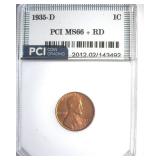 1935-D Cent MS66+ RD LISTS $160