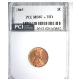 1946 Cent MS67+ RD LISTS $10000