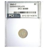 1945-C 5 Cents PCI MS60 Newfoundland
