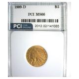 1909-D Gold $5 MS66 LISTS $31500