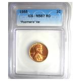 1955 Cent ICG MS67 RD Poorman's Var