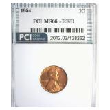 1954 Cent MS66+ RD LISTS $600