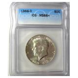 1968-D Kennedy ICG MS66+ LISTS $150