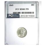1943 Dime MS66 FB LISTS $100