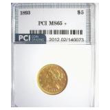 1893 Gold $5 MS65+ LISTS $4500