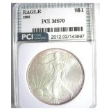 1996 Silver Eagle MS70 LISTS $3250