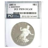 1997-S S$1 Jackie Robinson PR70 DCAM LIST $280