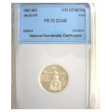1987-MO Silver 1/10 Oz Medal NNC PR70 DCAM A.N.A.