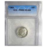 1963 Dime ICG PR69 DCAM LISTS $150
