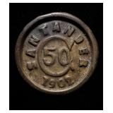 1902 Colombia 50 Centavos Civil War Coinage Rare